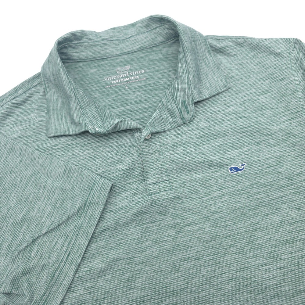 Vineyard Vines Performance Polo Shirt Mens Large Green Heathered Space Dye Golf